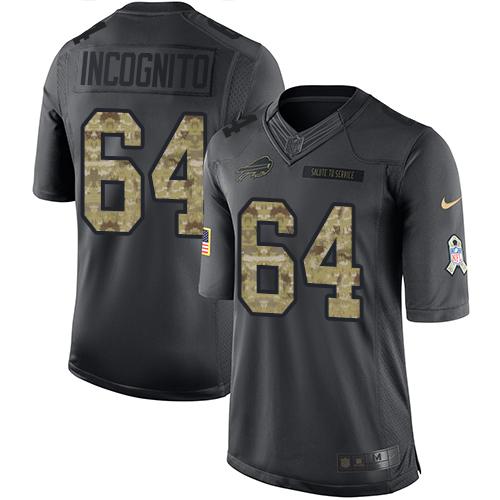 Nike Bills #64 Richie Incognito Black Men's Stitched NFL Limited 2016 Salute To Service Jersey - Click Image to Close